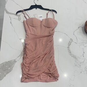 Privy Dusty Rose Ruched Mini Dress